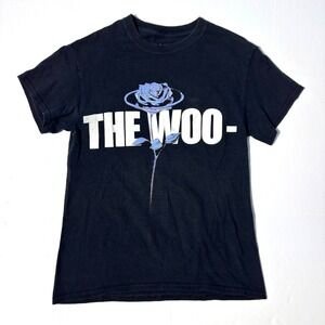 Pop Smoke x Vlone The Woo T-Shirt Mens Small Black Rose Graphic Rap Tee